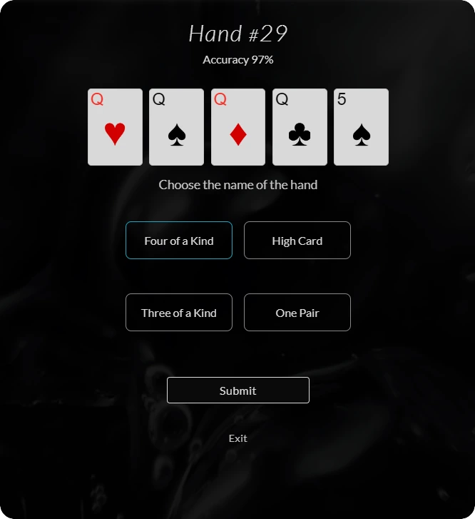 An example of the hand names modules