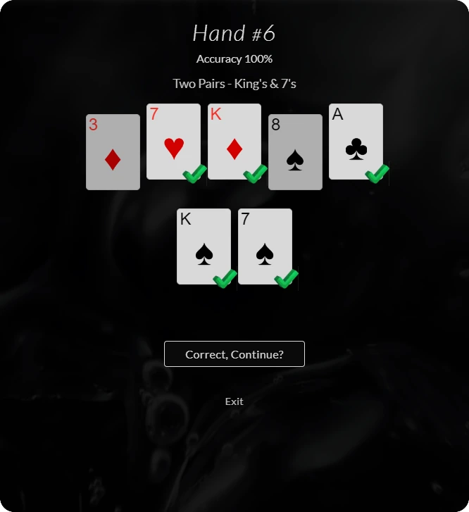 An example of the nlh winning hand module